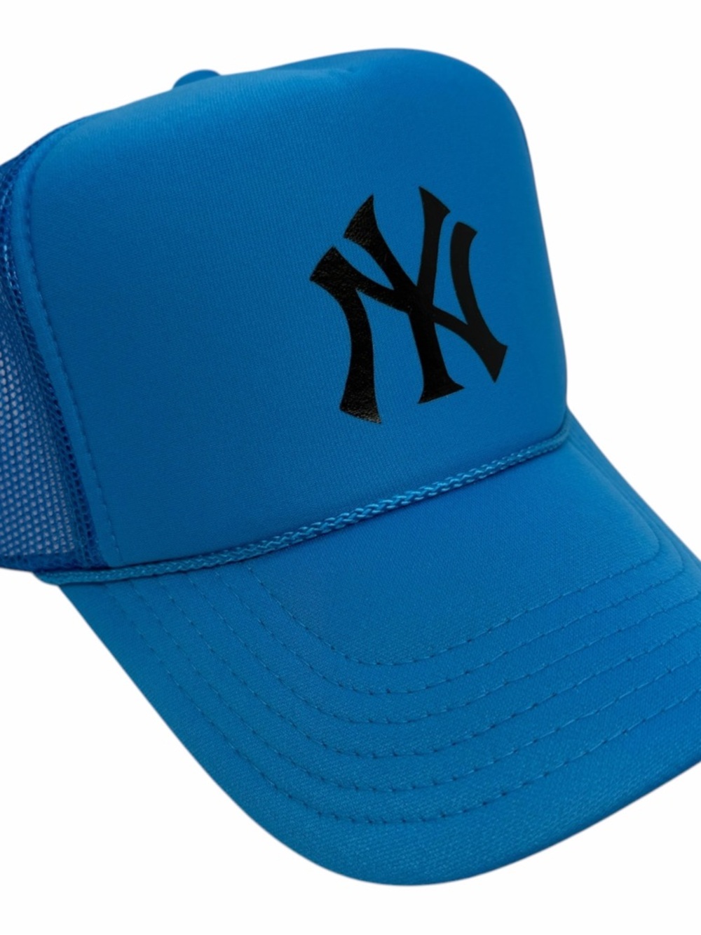 NEW YORK YANKEES NY VINTAGE NEON BLUE BLACK LOGO MESH TRUCKER HAT CAP NYC